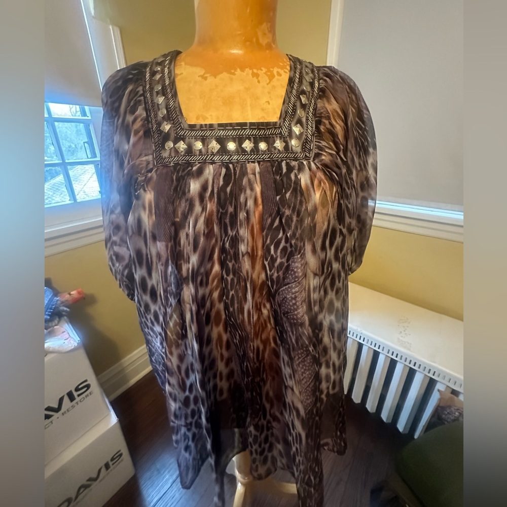 5 for $25! APART Leopard Embellished Blouse Top Small NWT